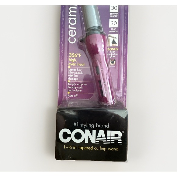 Conair Curling Iron Ceramic 365F High Even Heat Bonus Glove New CD969DG 1-1/2 In - Picture 3 of 4